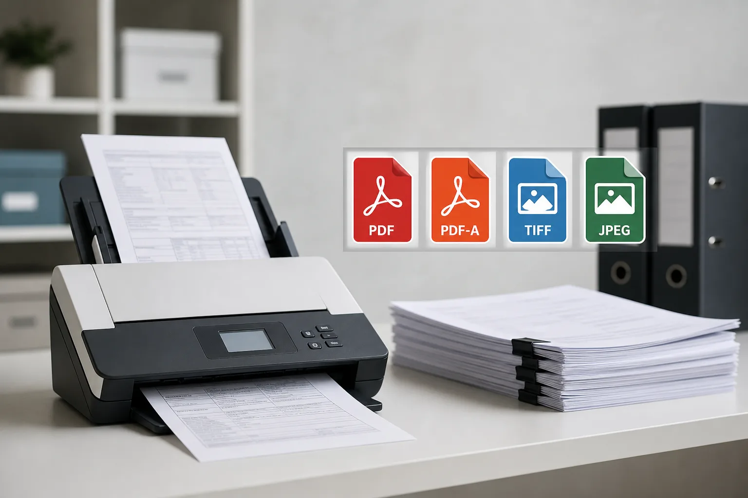 Dokumentenscanner Dateiformate: PDF, PDF-A, TIFF und JPEG im Vergleich